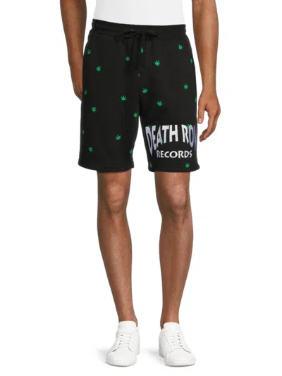 Death Row Records Men's Aop Logo Graphic Flat Front Shorts In Black