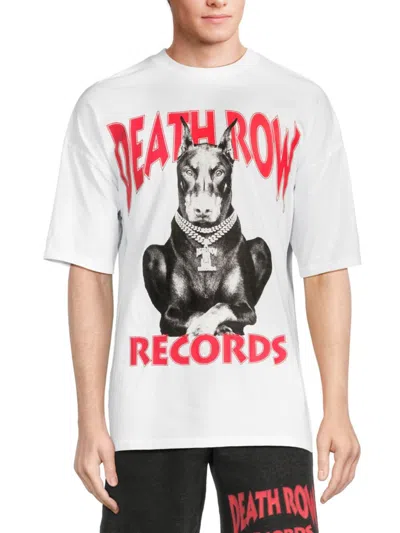 Death Row Records Men's Chain Dog Graphic Tee In White