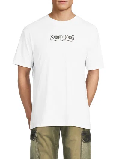 Death Row Records Men's Snoop Peace Up Graphic T-shirt In White