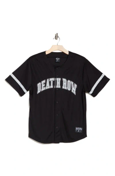 Death Row Records Mesh Button-up Baseball Jersey In Black
