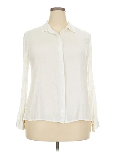 Pre-owned Deb Long Sleeve Blouse In White