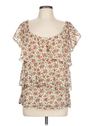 Pre-owned Deb Short Sleeve Blouse In White