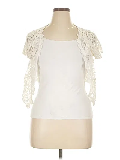 Pre-owned Deb Short Sleeve Top Ivory Sweetheart Neckline Tops In White