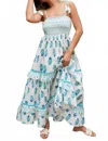 Debbie Katz Musa Block Print Maxi Dress In Turquoise In Multi
