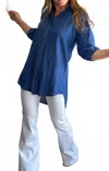 Debbie Katz Ava Collared Neckline Tunic Top In Blue In Blue
