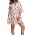 Debbie Katz Block Print Dress In Pink In White