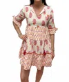 Debbie Katz Block Print Dress In Pink In White