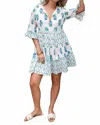 Debbie Katz Brisa Mini Dress In Turquoise Print In Multi