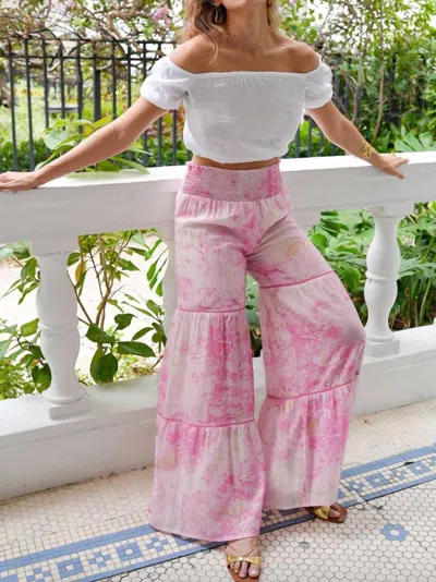 Debbie Katz Lagoon Marble Print Pants In Pink