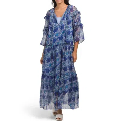 Debbie Katz Mariah Chiffon Maxi Dress In Blue Combo In Multi