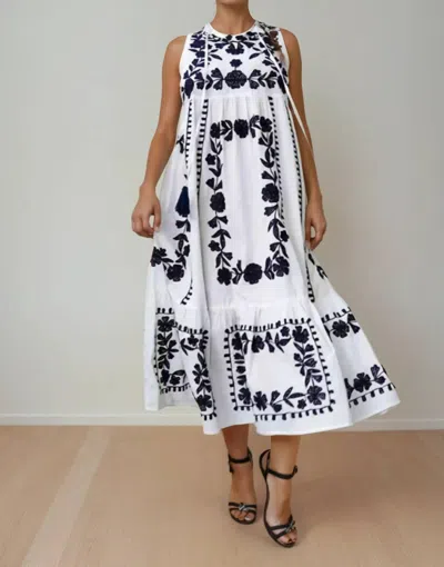 Debbie Katz Mila Dress In White/navy