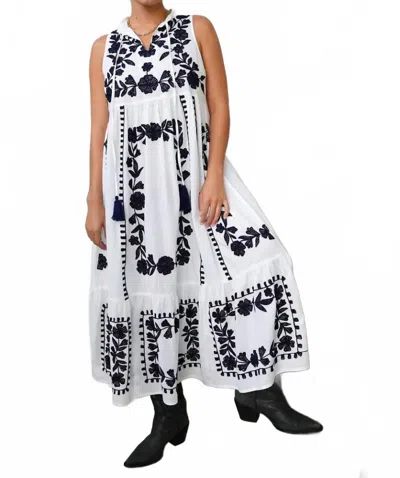 Debbie Katz Mila Embroidered Dress In White