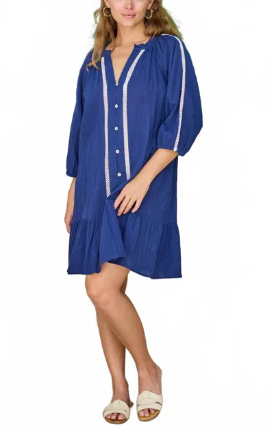 Debbie Katz Parker 3/4 Sleeves Mini Dress In Navy In Blue