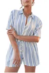 Debbie Katz Sachi Striped Romper In Blue In Blue