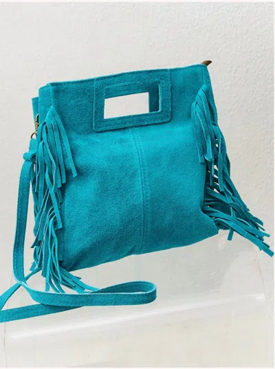 Debbie Katz Women's Crissy Suede Fringe Bag In Aqua In Blue