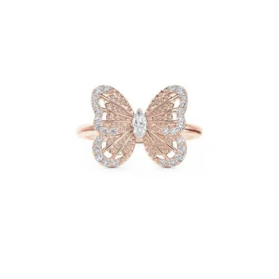 Debeers Portraits Of Nature Butterfly Ring In Rose Gold