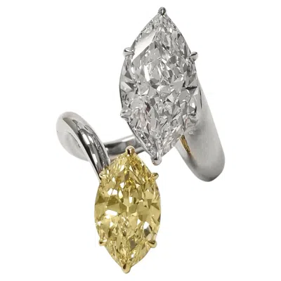 Pre-owned Debeers Scarselli Platinum Ring With  Gia Certified 5 Carat Marquise Diamond In Multi