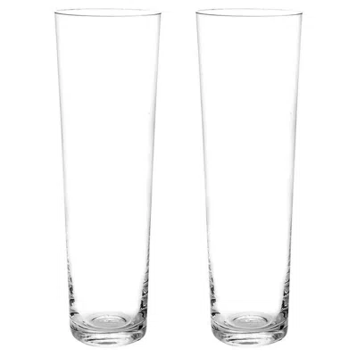 Pre-owned Deborah Ehrlich Set Of 2  Simple Crystal Champagne Glasses, Hand Blown In Sweden In Gray