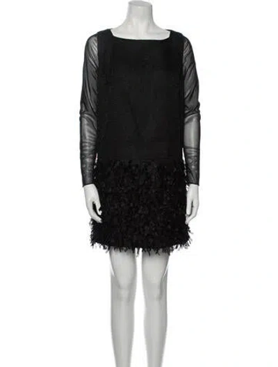 Pre-owned Deborah Johnson Scoop Neck Mini Dress In Black