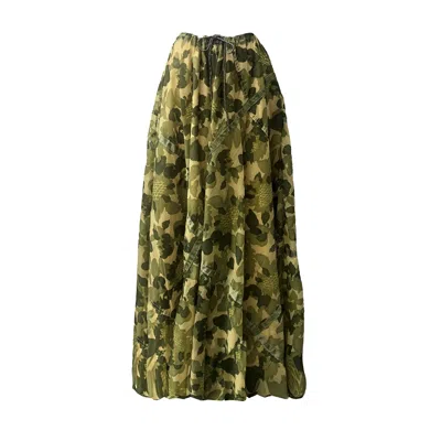 Deborah Lindquist Eco Lifestyle Women's Amy Maxi Parachute Skirt Camo In Green