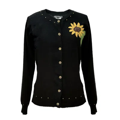 Deborah Lindquist Eco Lifestyle Women's Black Sunflower Cardigan