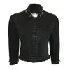 Deborah Lindquist Eco Lifestyle Women's Black Suzi Spiked Denim Jacket In Black