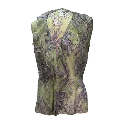 Deborah Lindquist Eco Lifestyle Women's Chrysanthemum Sleeveless Flounce Blouse