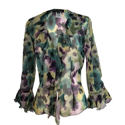 Deborah Lindquist Eco Lifestyle Women's Floral Camo Flounce Blouse
