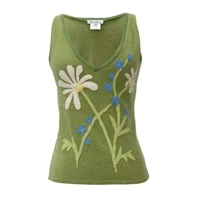 Deborah Lindquist Eco Lifestyle Women's Green Daisy Sweater Vest