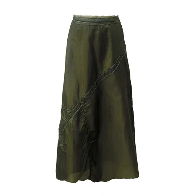 Deborah Lindquist Eco Lifestyle Women's Green Hanna Midi Parachute Skirt Olive