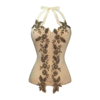 Deborah Lindquist Eco Lifestyle Women's Neutrals Irene Gold Beaded Bustier In Yellow
