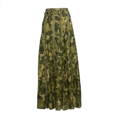 Deborah Lindquist Eco Lifestyle Women's Olivia Maxi Parachute Skirt Camo In Green