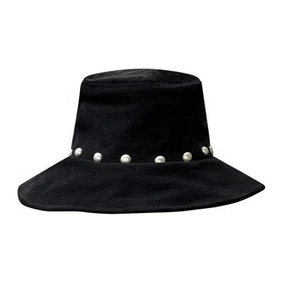 Deborah Lindquist Eco Lifestyle Women's Studded Black Denim Bucket Hat