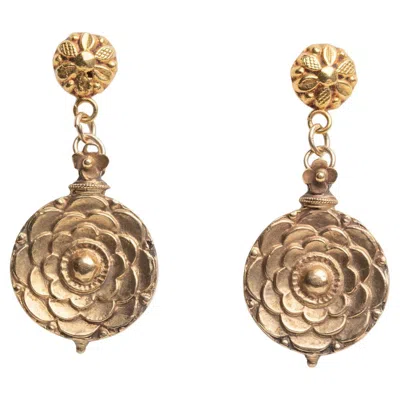Pre-owned Deborah Lockhart Phillips 18k Gold Floral Drop Earrings, Circa 1960 In Multi