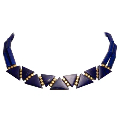 Pre-owned Deborah Lockhart Phillips 18k Gold Lapis Lazuli Beaded Necklace, 1990s In Multi