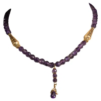 Pre-owned Deborah Lockhart Phillips Amethyst And 22k Gold Beaded Necklace, 1990s In Purple