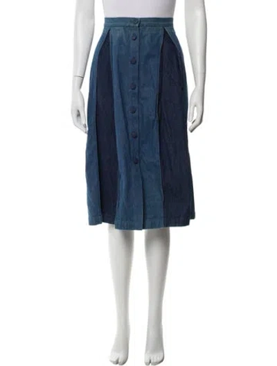 Pre-owned Deborah Lyons Distressed Accents Knee-length Skirt In Blue