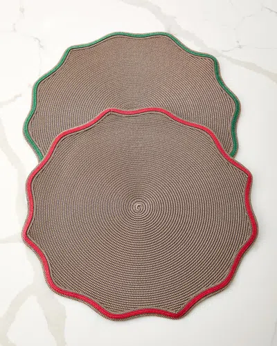 Deborah Rhodes Autumn Piped Oxford Placemats, Set Of 4 In Holiday Red