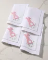Deborah Rhodes Cottontail Embroidered Napkins, Set Of 4 In Pink