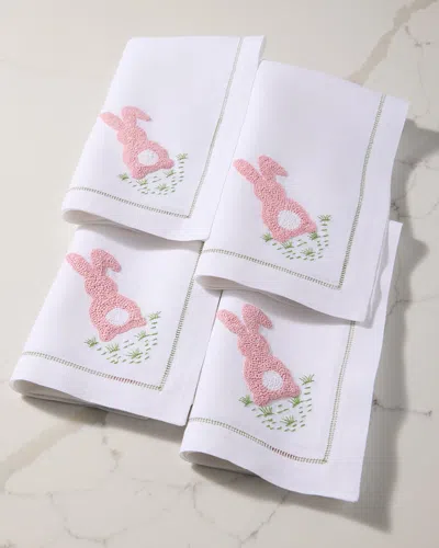 Deborah Rhodes Cottontail Embroidered Napkins, Set Of 4 In Pink