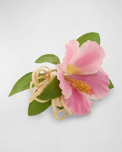 Deborah Rhodes Hibiscus Spray Napkin Ring In Pink
