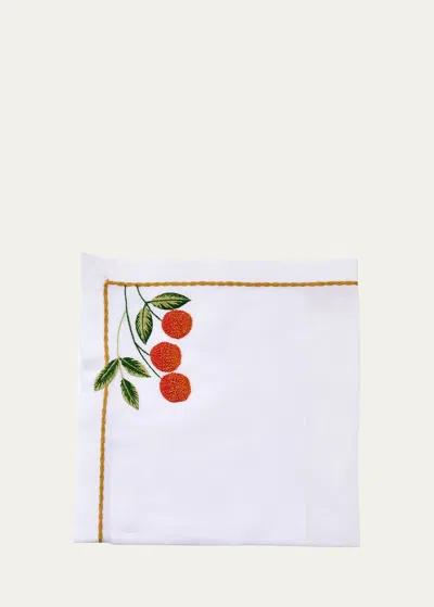 Deborah Rhodes Orange Fruit Blossom Embroidered Napkin