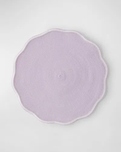 Deborah Rhodes Piped Round Scallop Placemats, Set Of 4 In Ivory/orchid