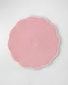 Deborah Rhodes Piped Round Scallop Placemats, Set Of 4 In Ivory/pink