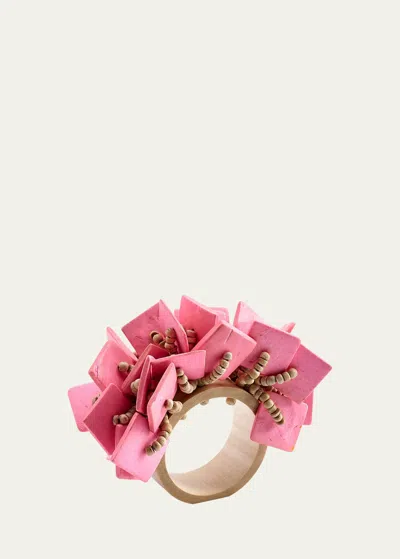Deborah Rhodes Rose Wood Tassel Napkin Ring In Pink