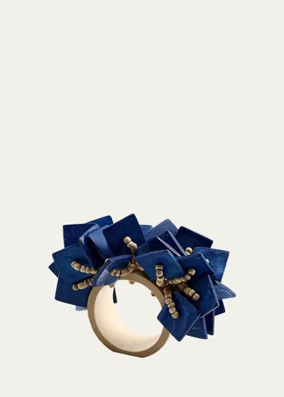 Deborah Rhodes Royal Blue Wood Tassel Napkin Ring