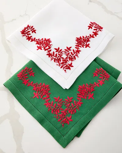 Deborah Rhodes Royal Garden Embroidered Napkins, Set Of 4 In White