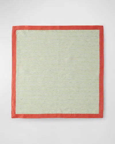 Deborah Rhodes Seersucker Border Napkins, Set Of 4 In Green