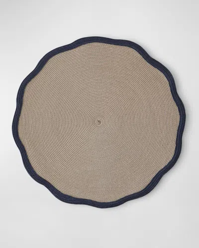 Deborah Rhodes Spring Scallop Border Placemats, Set Of 4 In Navy