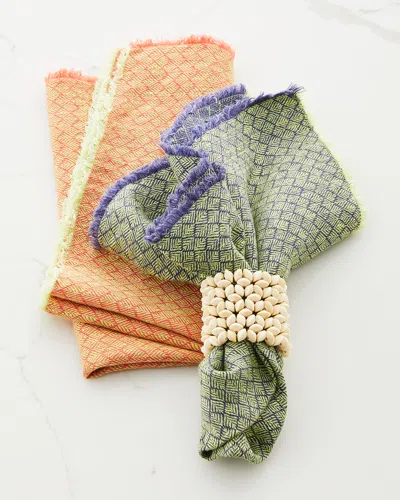 Deborah Rhodes Washed Jacquard Napkins, Set Of 4 In Coral